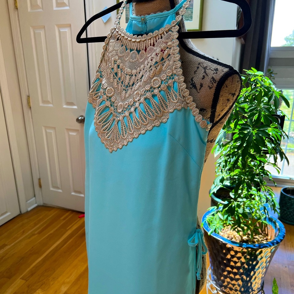 Lilly Pulitzer Turquoise & Gold Skort Dress / Romper